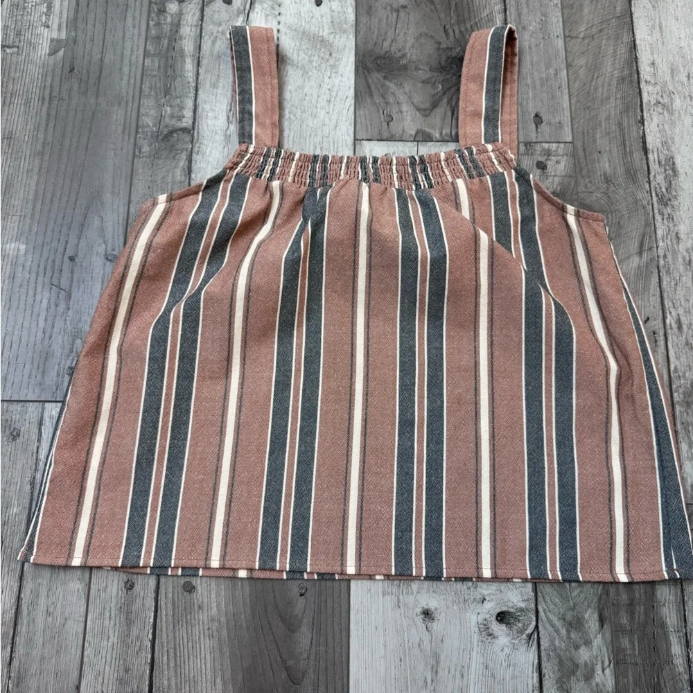 Evereve Striped Slub Boho Tank Sleeveless Top Neutral Medium - Picture 5 of 5